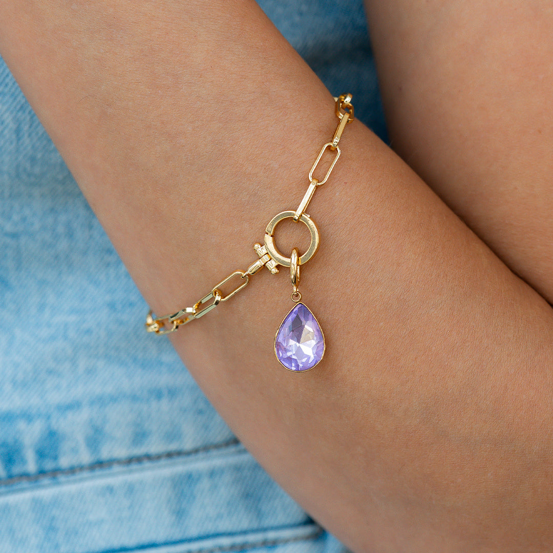 Mint Paperclip Bracelet & Teardrop Birthstone Charm