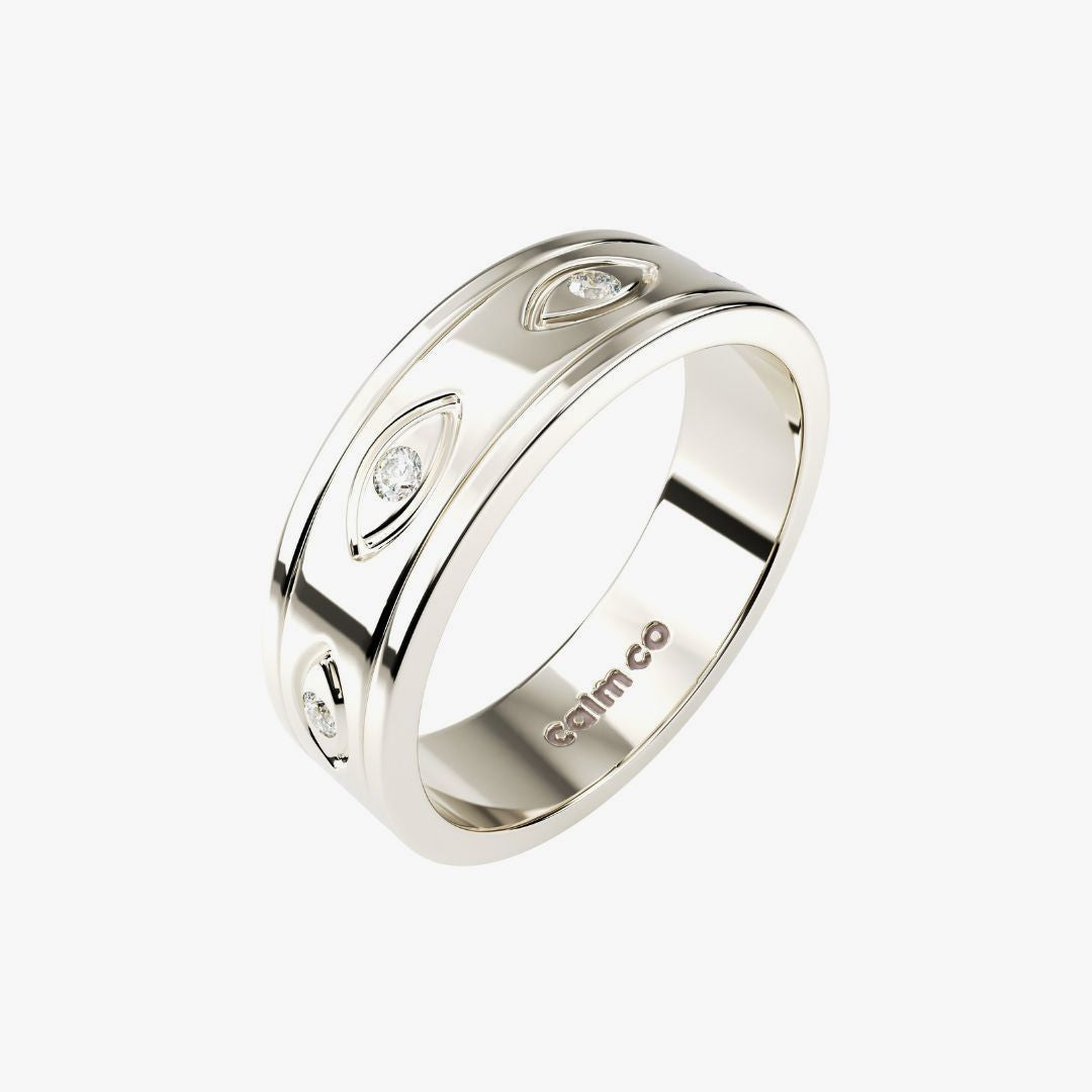 Silver Evil Eye Anxiety Ring