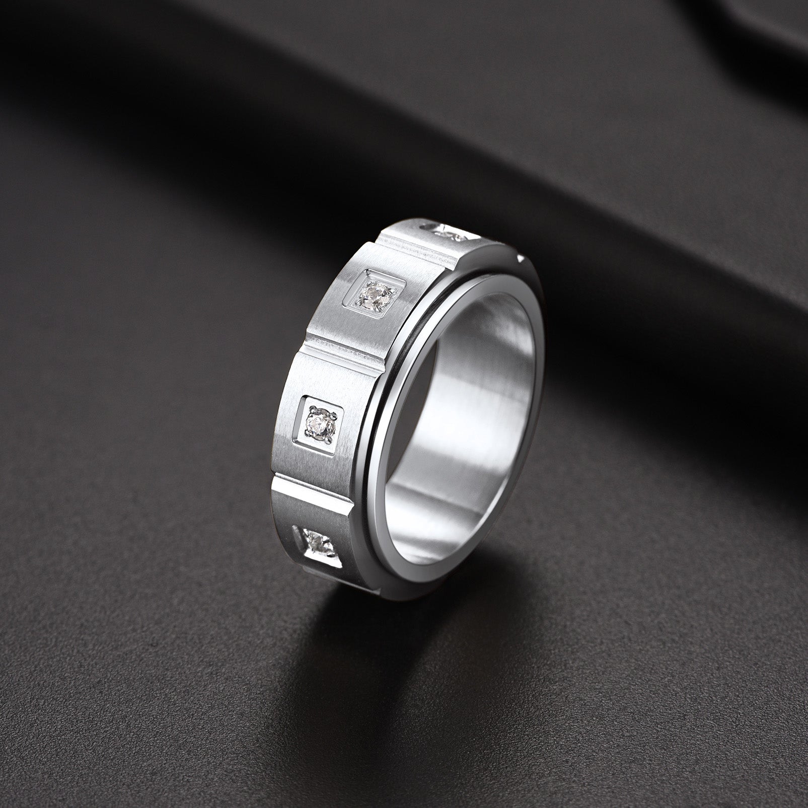 Zircon Fidget Ring for Anxiety Stainless Steel