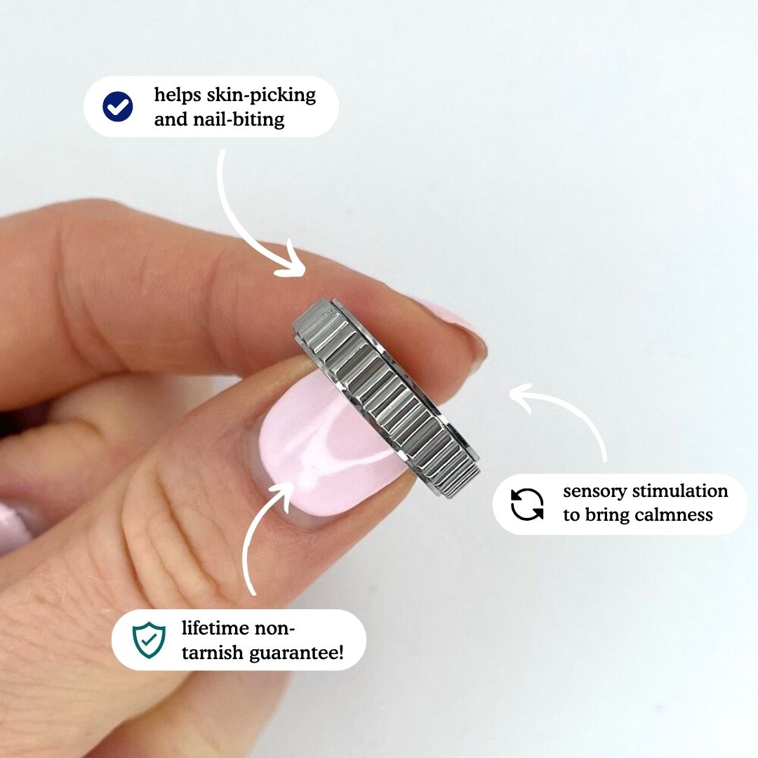 Silver Grooved Anxiety Ring