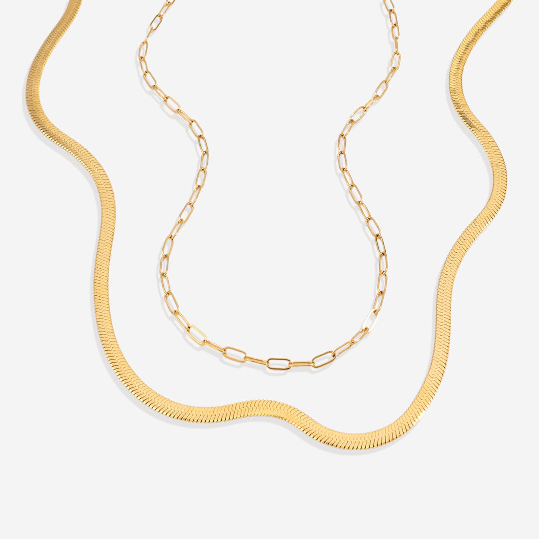Herringbone & Paperclip Chain Set