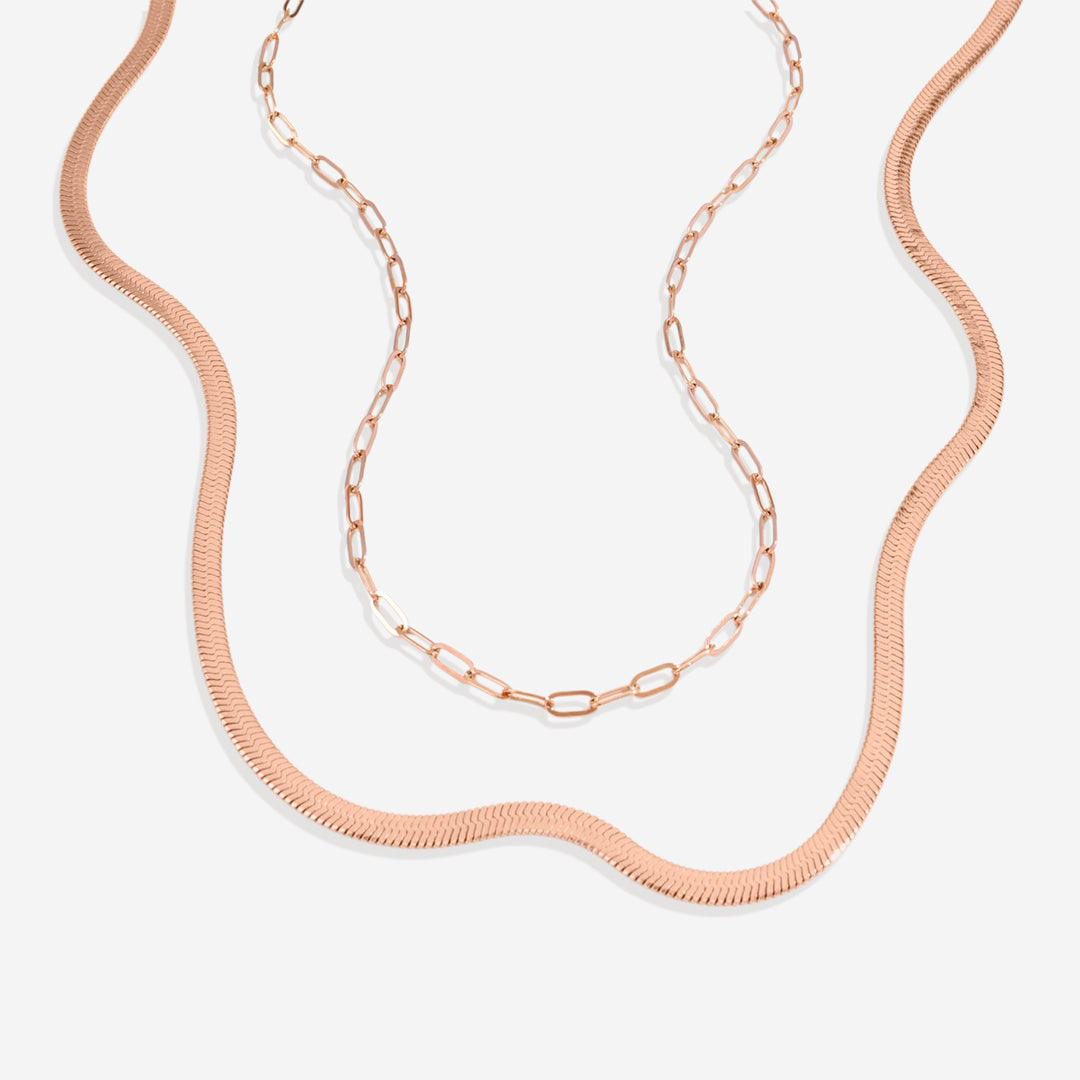Herringbone & Paperclip Chain Set