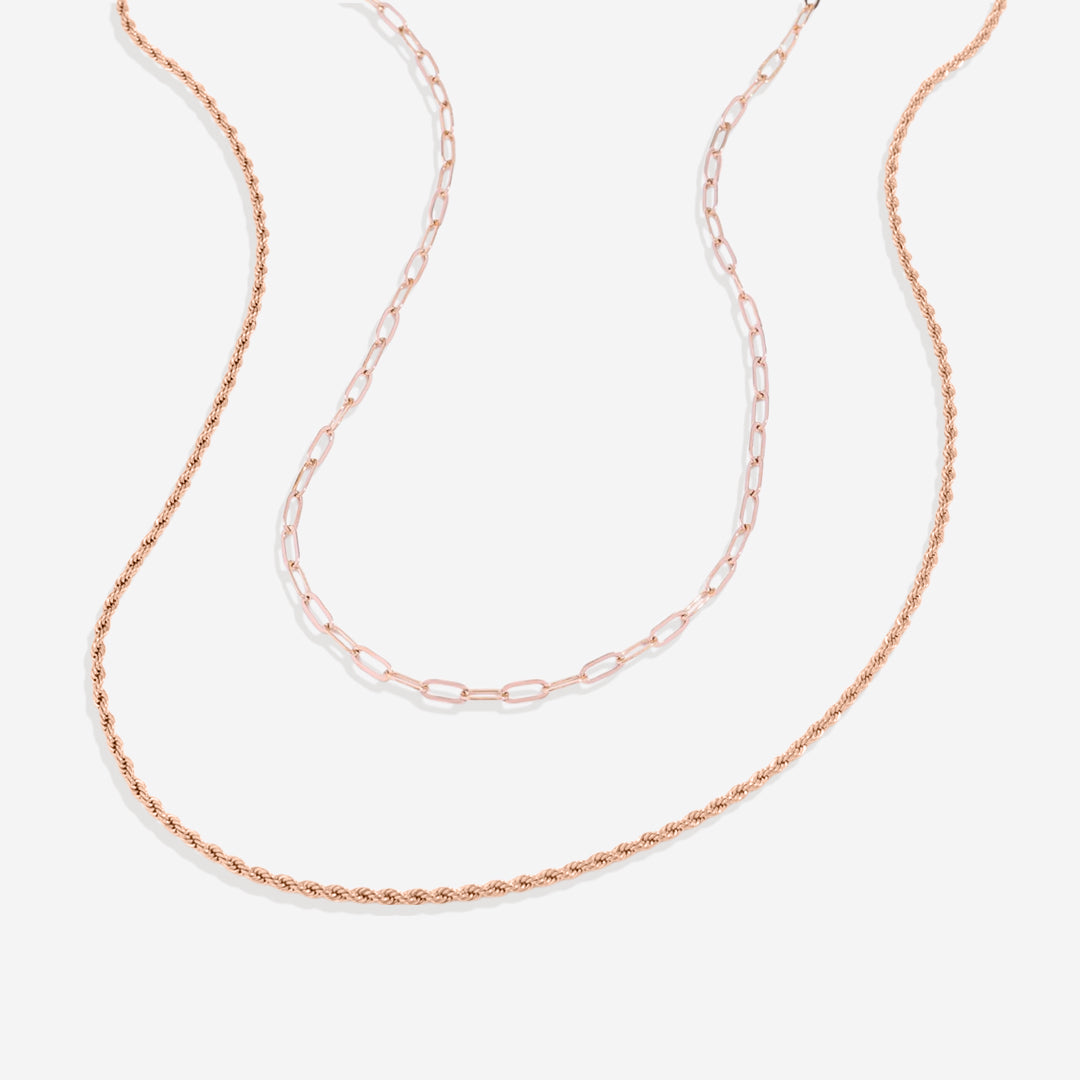 Rope & Paperclip Chain Necklace Duo