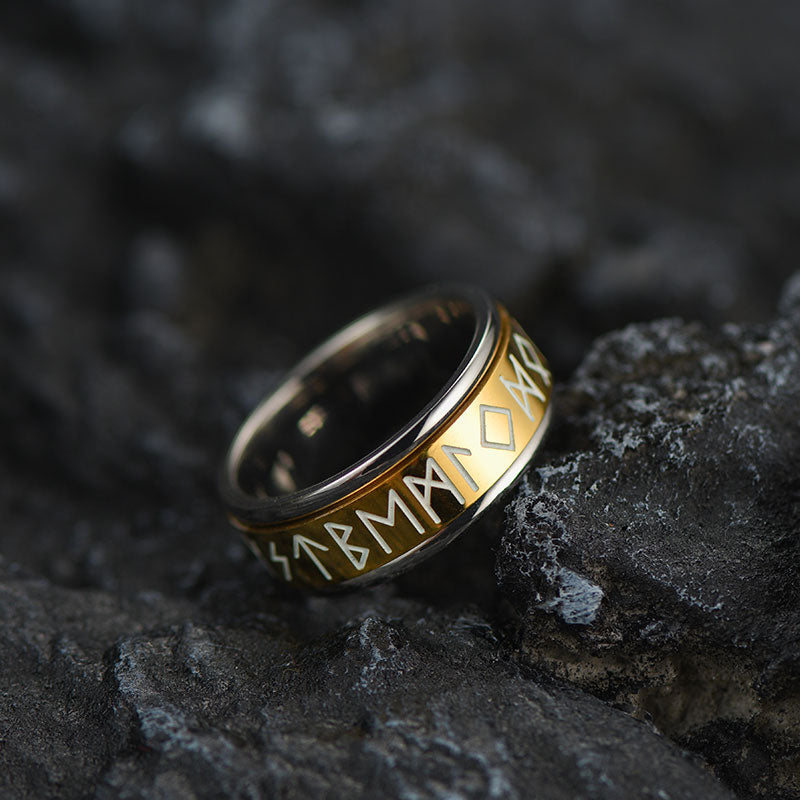 Vintage Nordic Rune Ring for Men