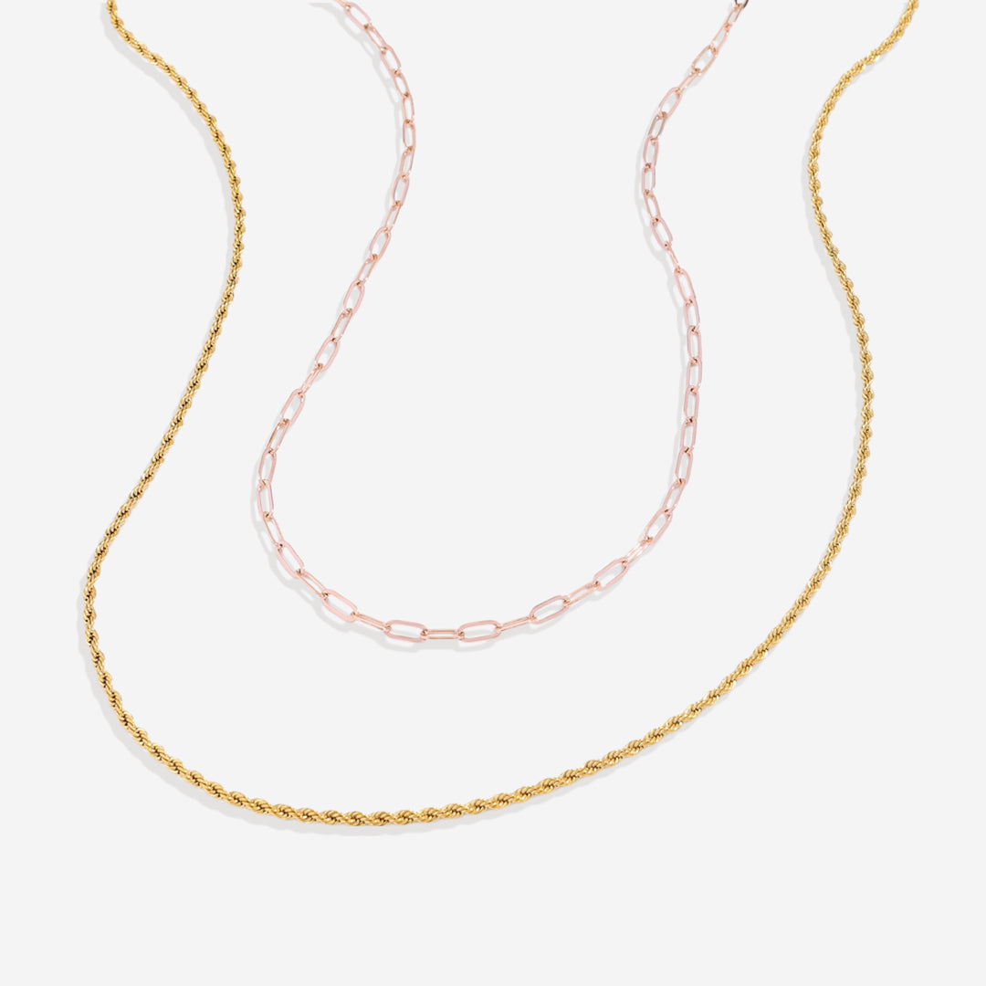 Rope & Paperclip Chain Necklace Duo