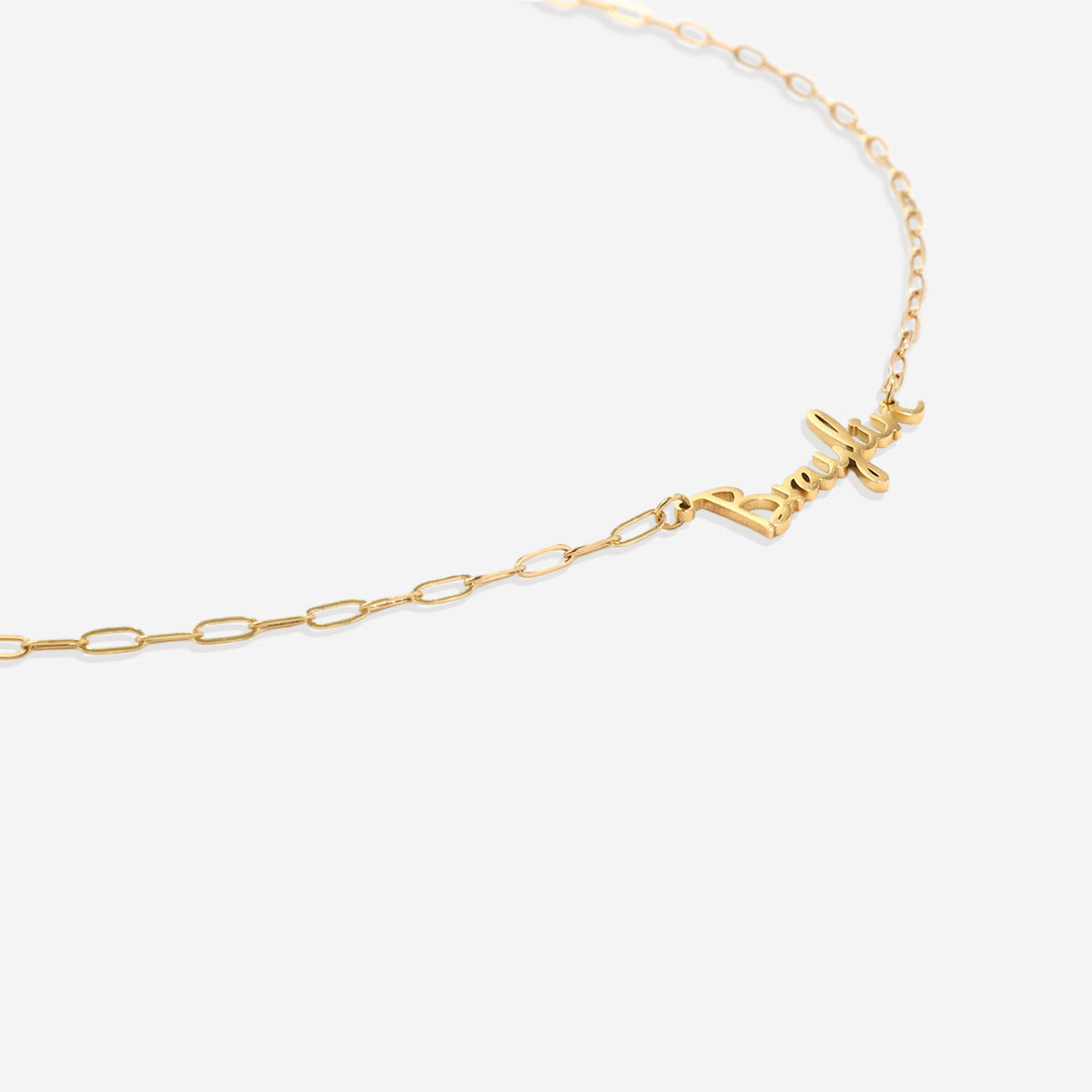 Fairy Name Necklace with Paperclip Chain