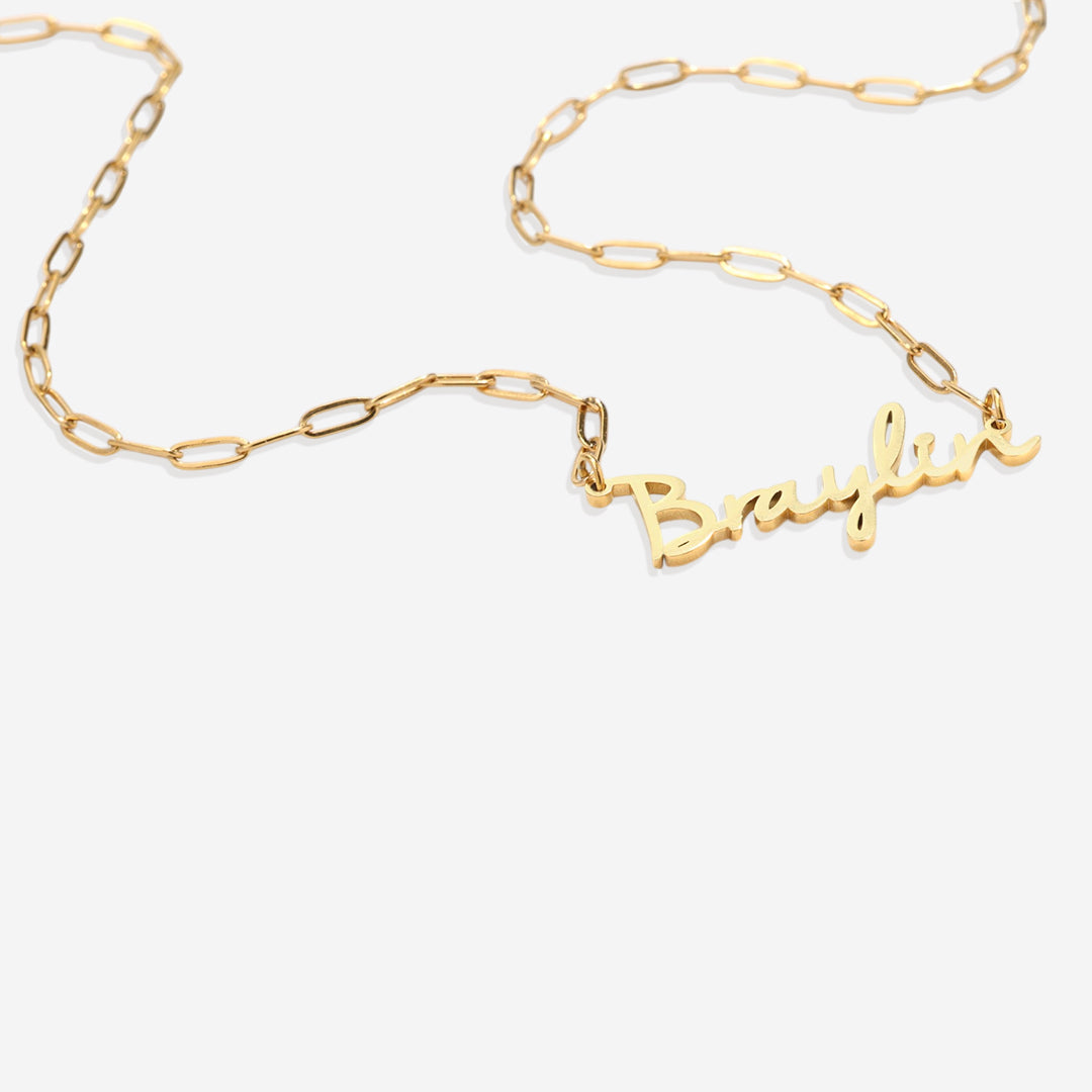 Fairy Name Necklace with Paperclip Chain