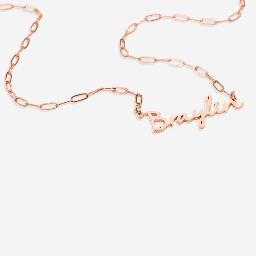 Fairy Name Necklace with Paperclip Chain