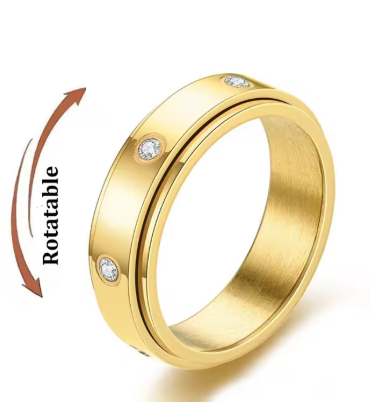 Gold Celestial Engraved Anxiety Ring