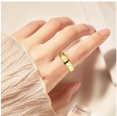 Gold Celestial Engraved Anxiety Ring