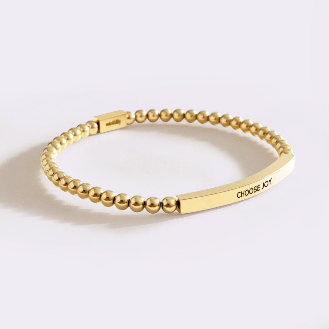 Choose Joy Gold Beaded Inspire Bracelet