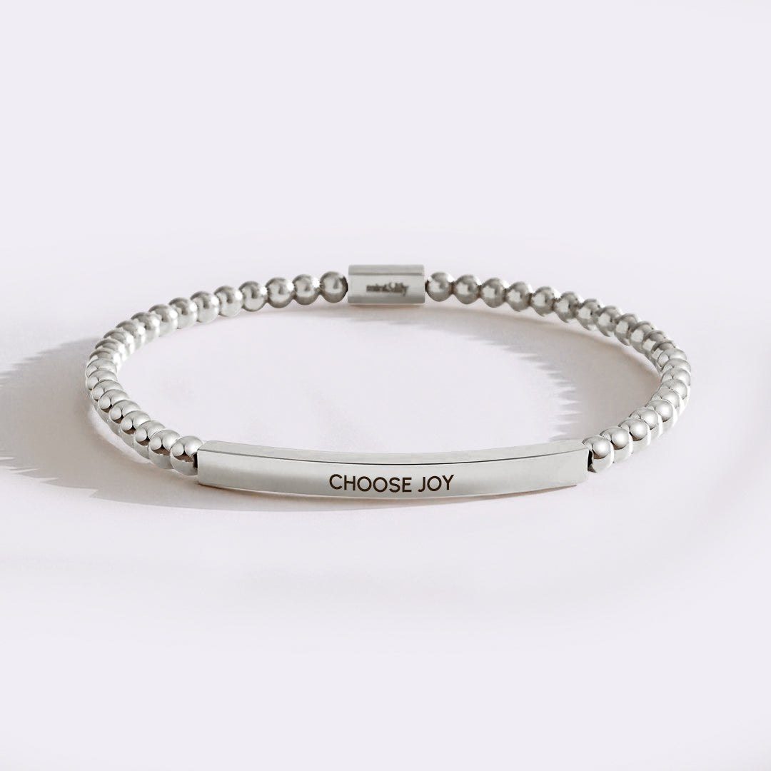 Choose Joy Silver Beaded Inspire Bracelet