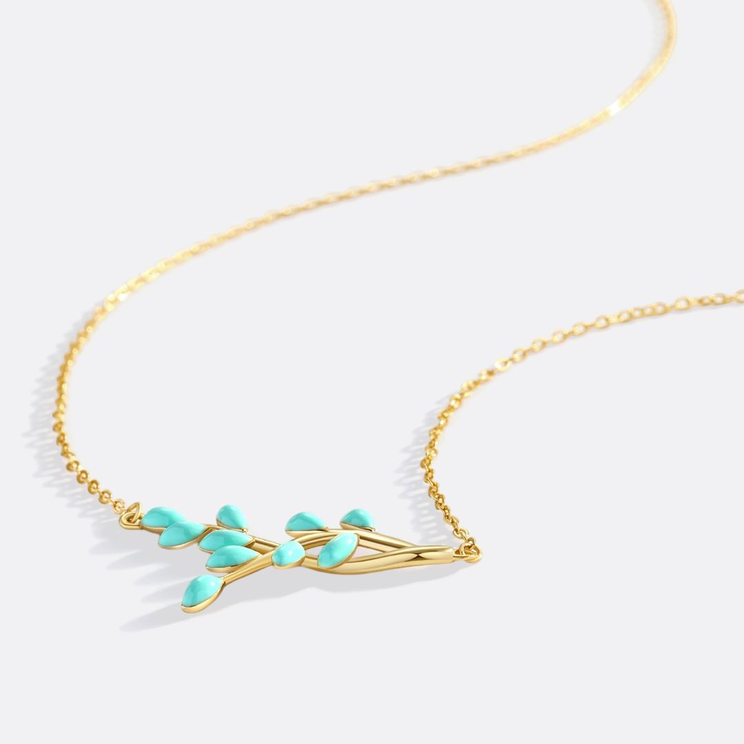 Enamel Leaf Pendant Necklace