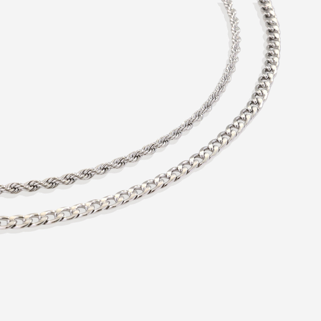Rope & Cuban Layered Necklace Duo
