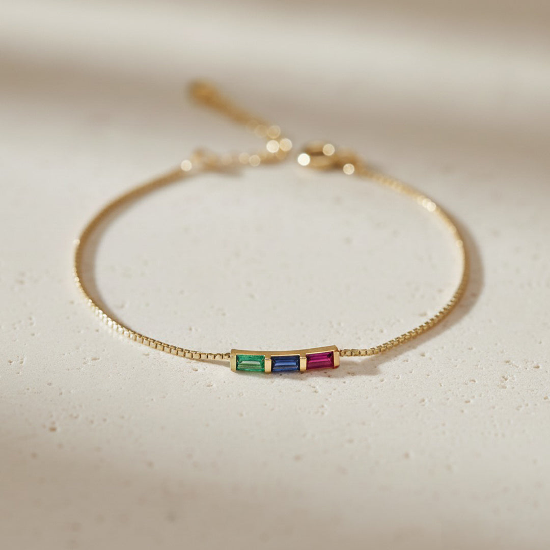 Dainty Baguette Birthstone Bracelet