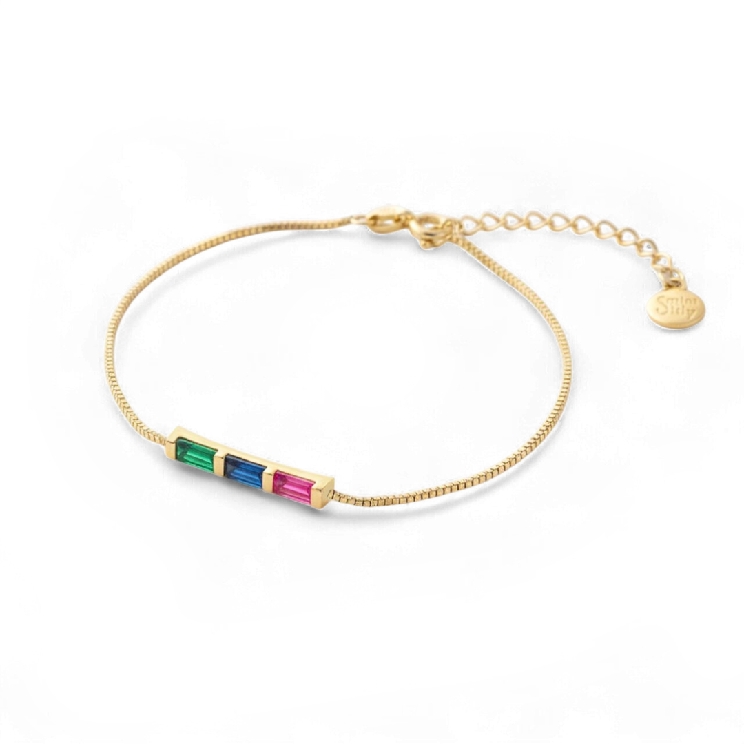 Dainty Baguette Birthstone Bracelet