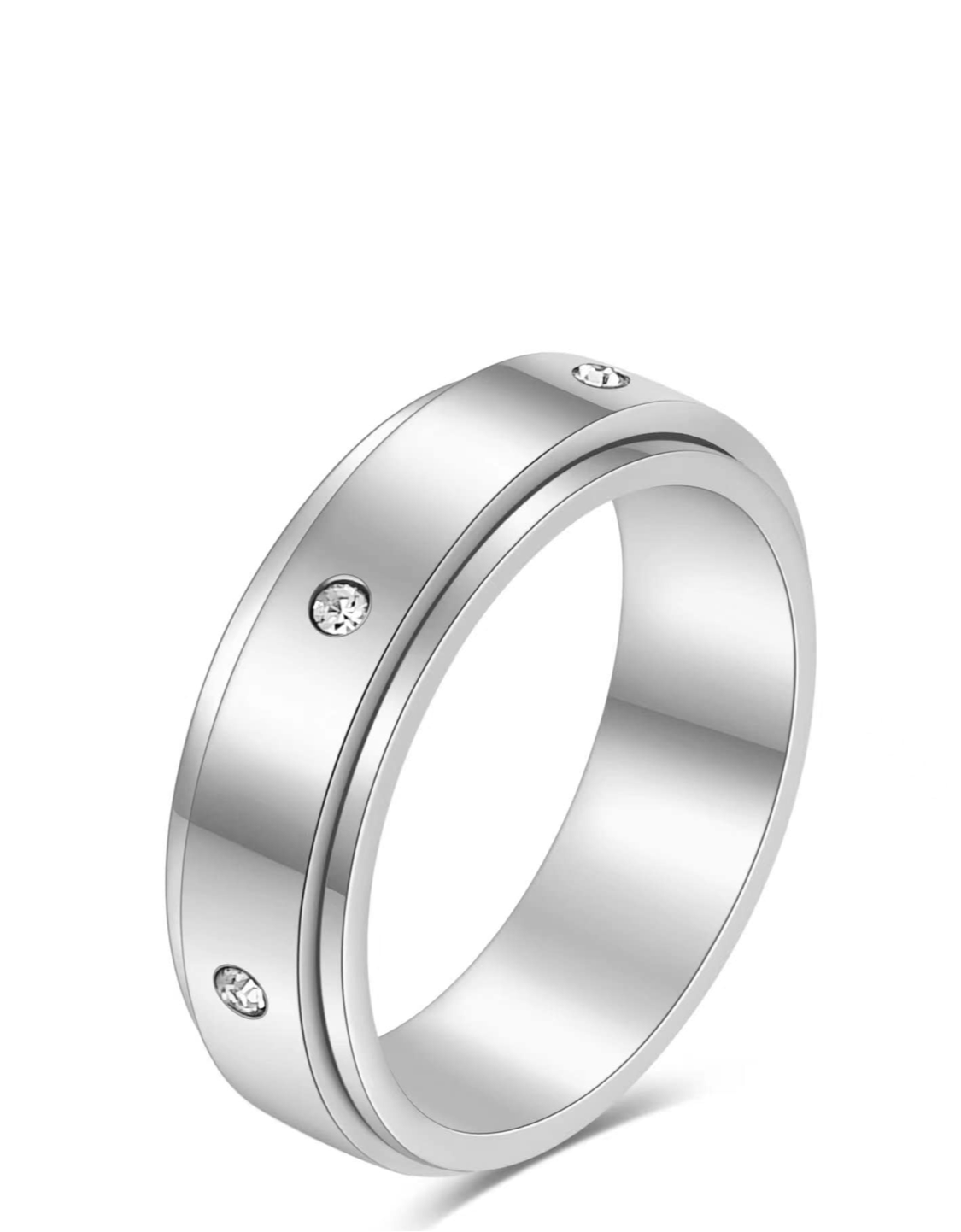 Silver Celestial Engraved Anxiety Ring