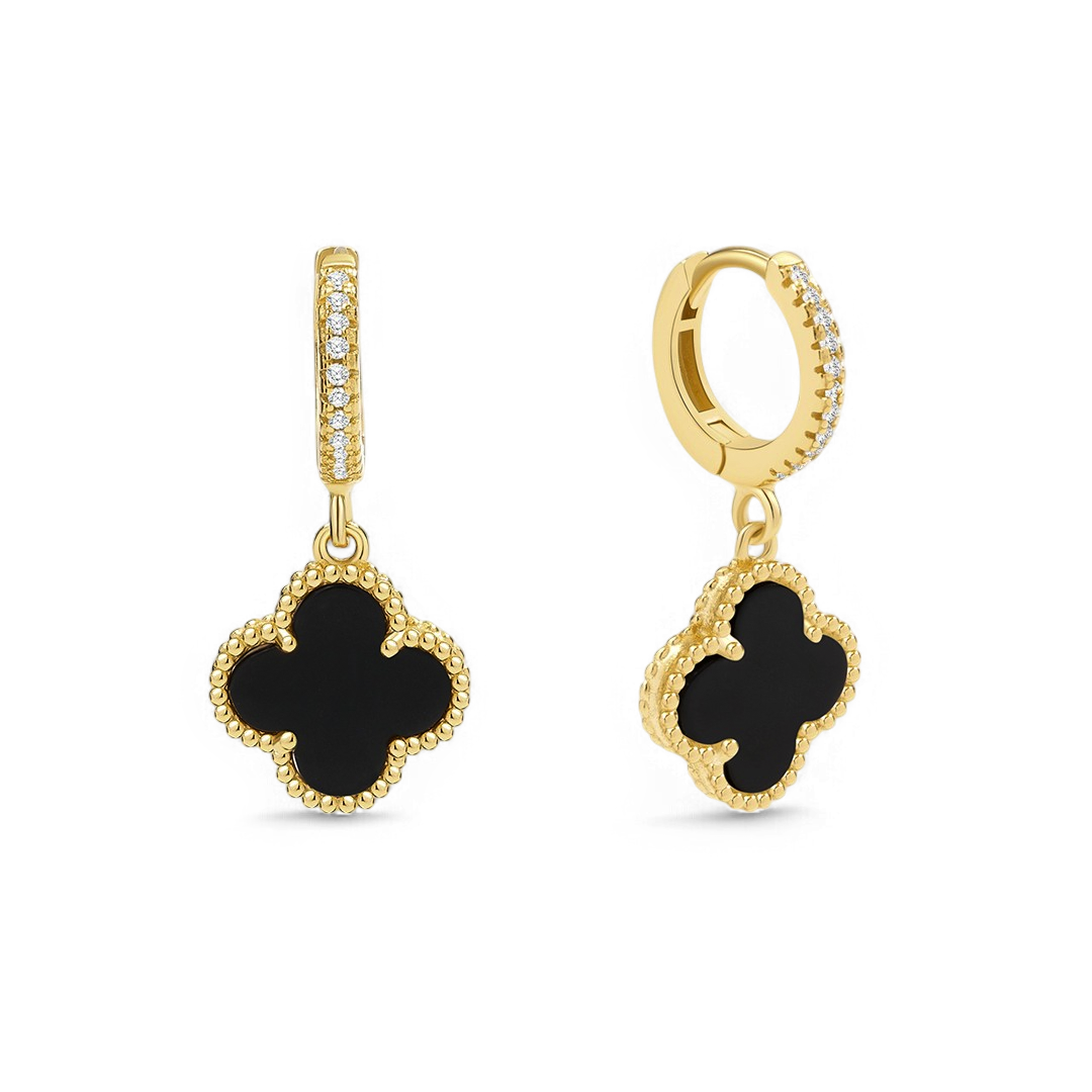 Pave Clover Drop Earrings