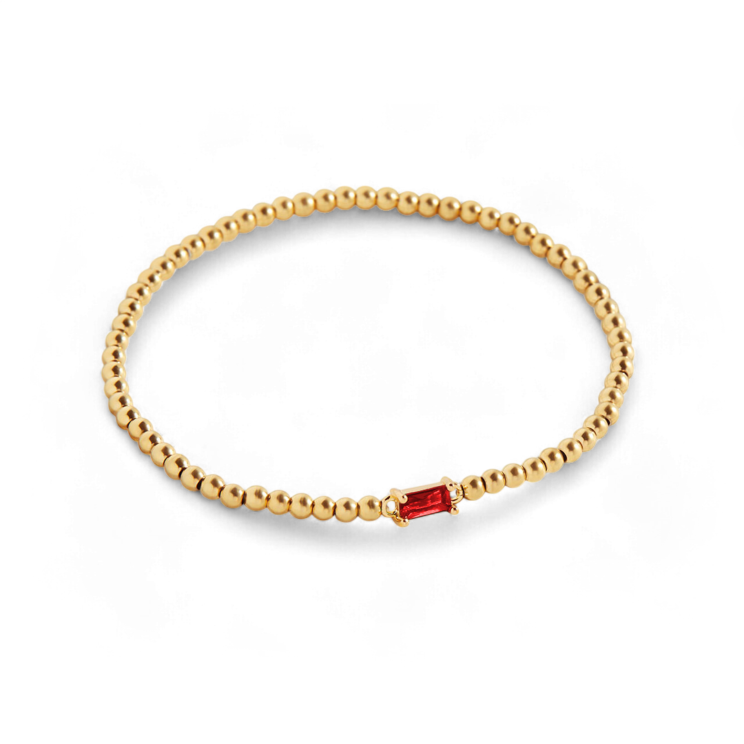 Gold Beaded Birthstone Bracelet
