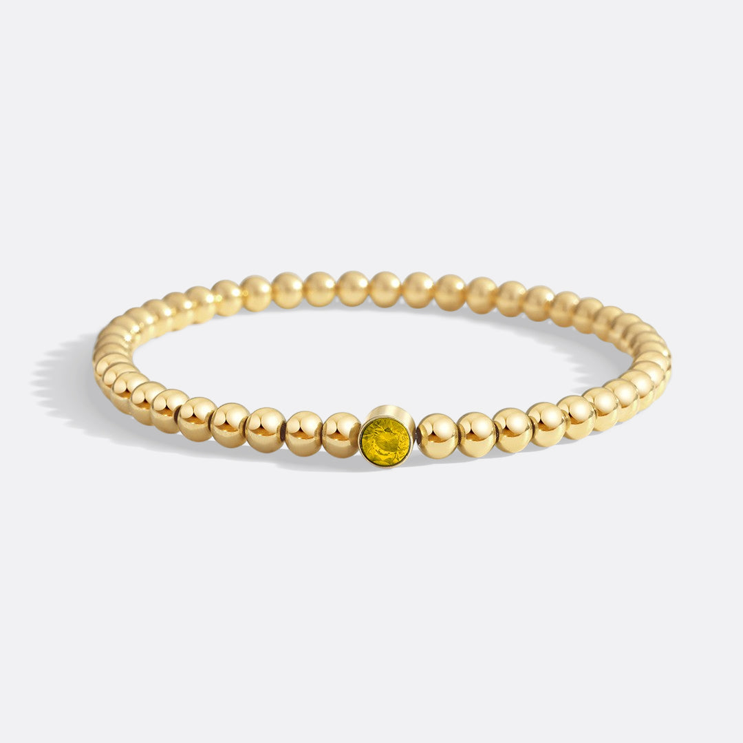Gold Beaded Bubble Birthstone Bracelet