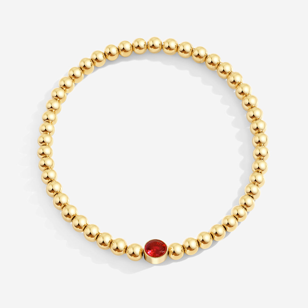 Gold Beaded Bubble Birthstone Bracelet