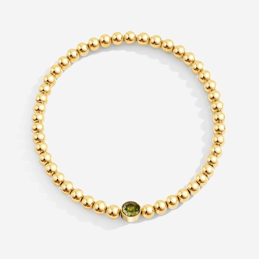 Gold Beaded Bubble Birthstone Bracelet