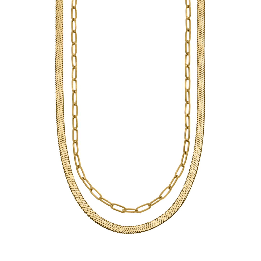 Herringbone & Paperclip Chain Set