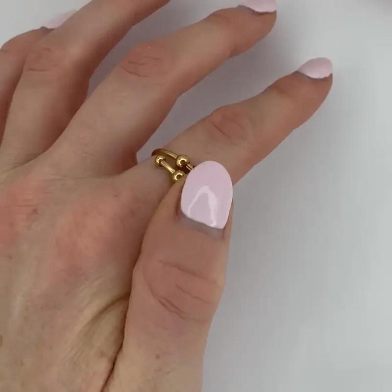 Gold 4-Bead Adjustable Anxiety Ring