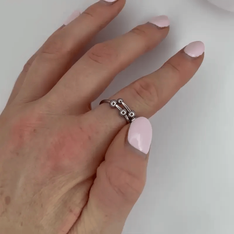 Silver 4-Bead Adjustable Anxiety Ring (316L)