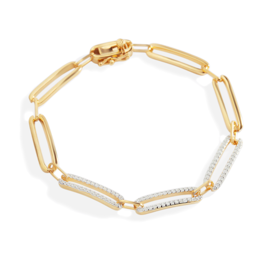 Pave Diamond Paperclip Bracelet