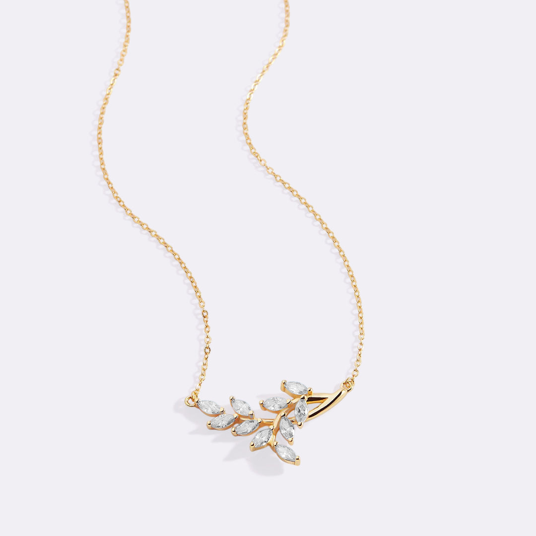 Birthstone Leaf Pendant Necklace