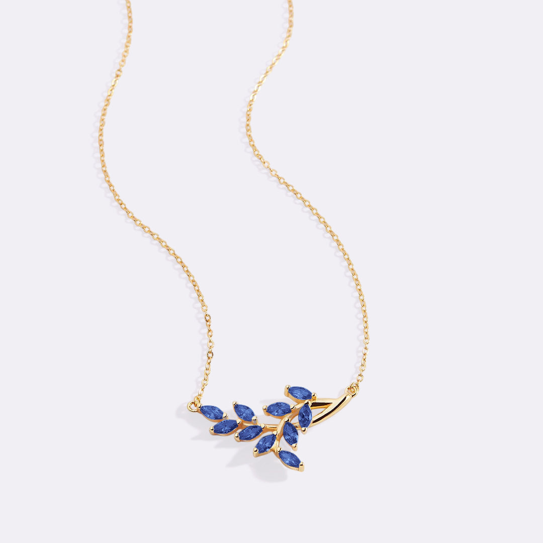 Birthstone Leaf Pendant Necklace