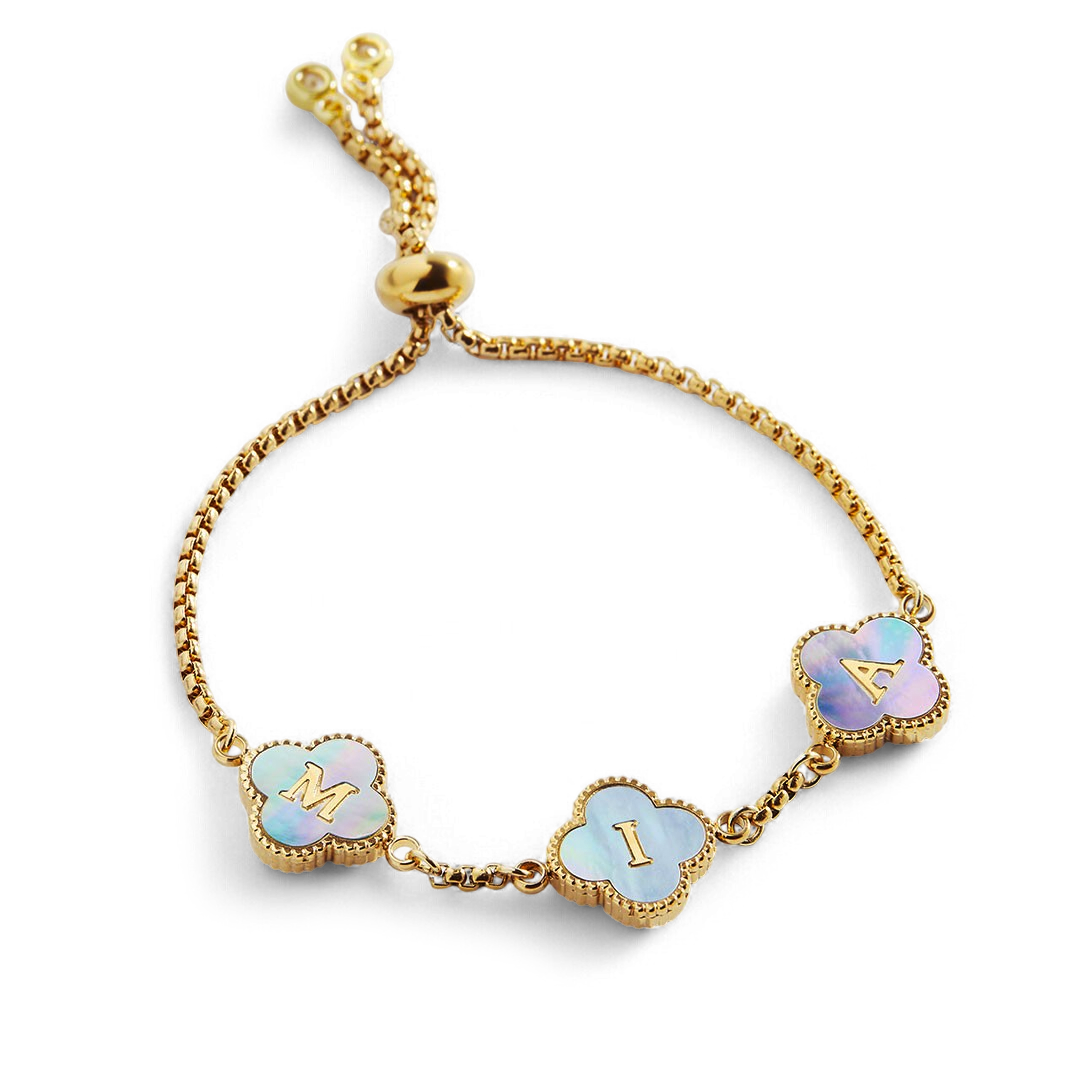 Colorful Clover Custom Name Bracelet
