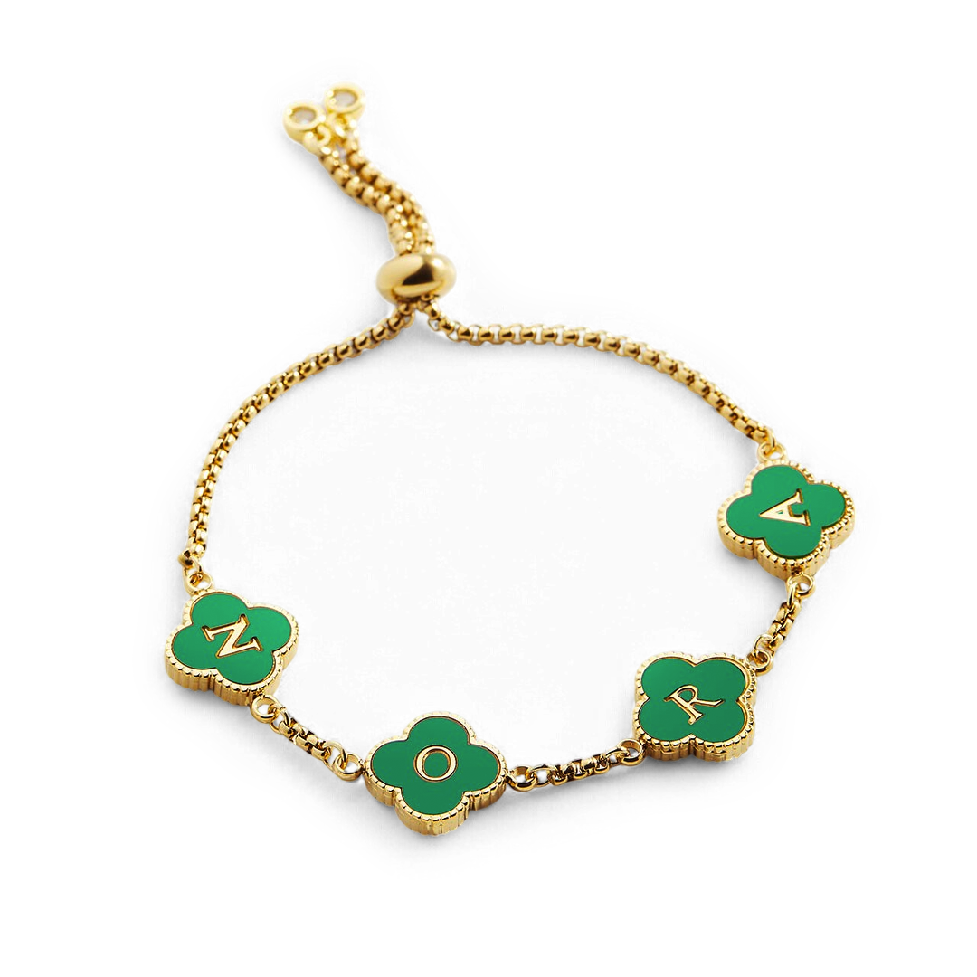 Colorful Clover Custom Name Bracelet