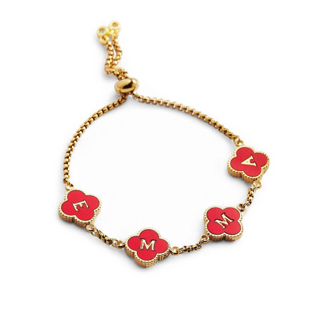 Colorful Clover Custom Name Bracelet