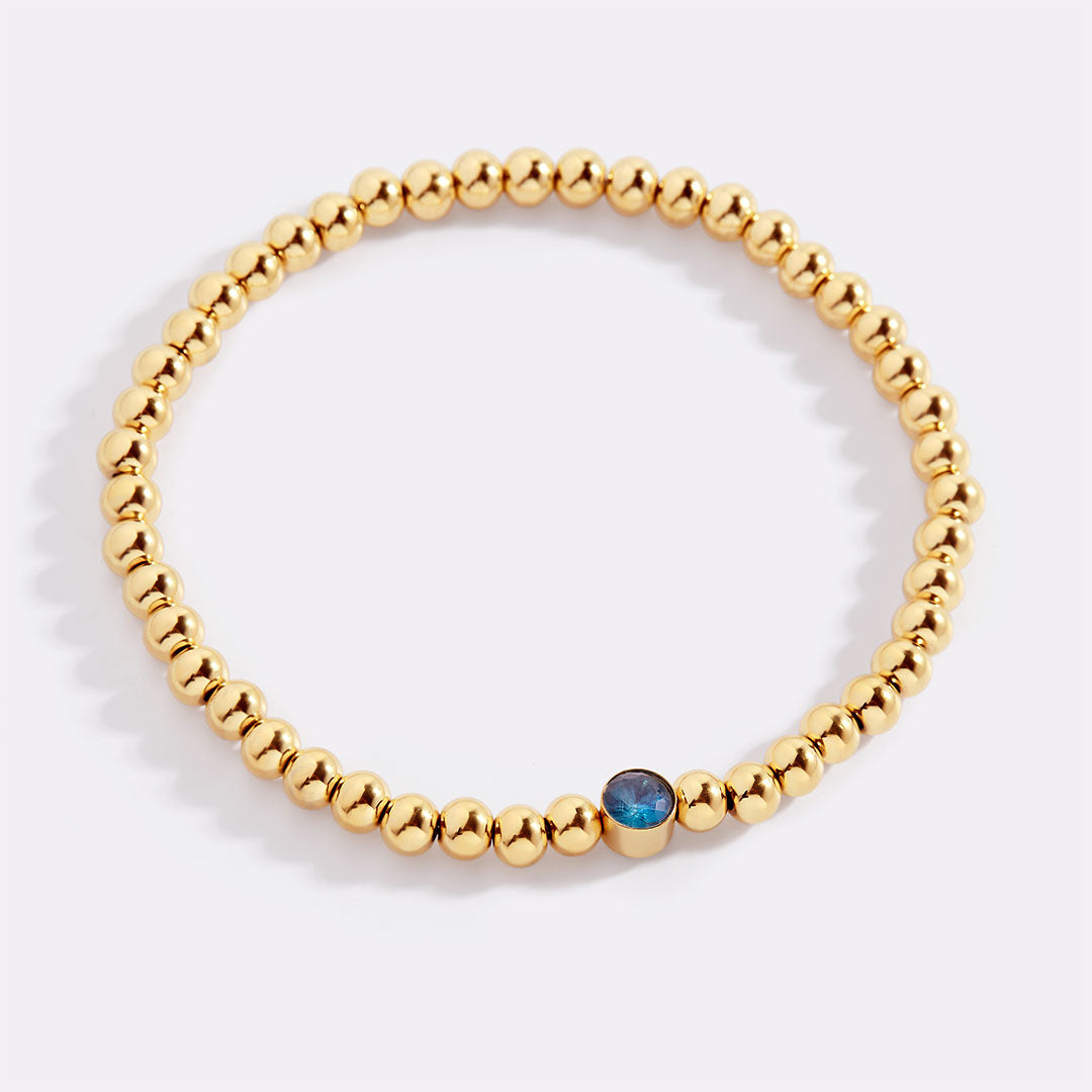 Gold Beaded Bubble Birthstone Bracelet