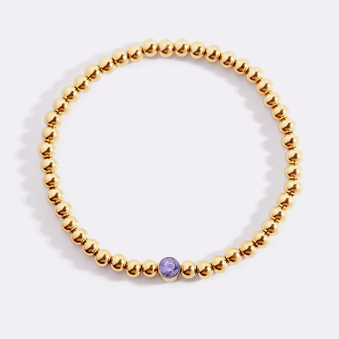 Gold Beaded Bubble Birthstone Bracelet
