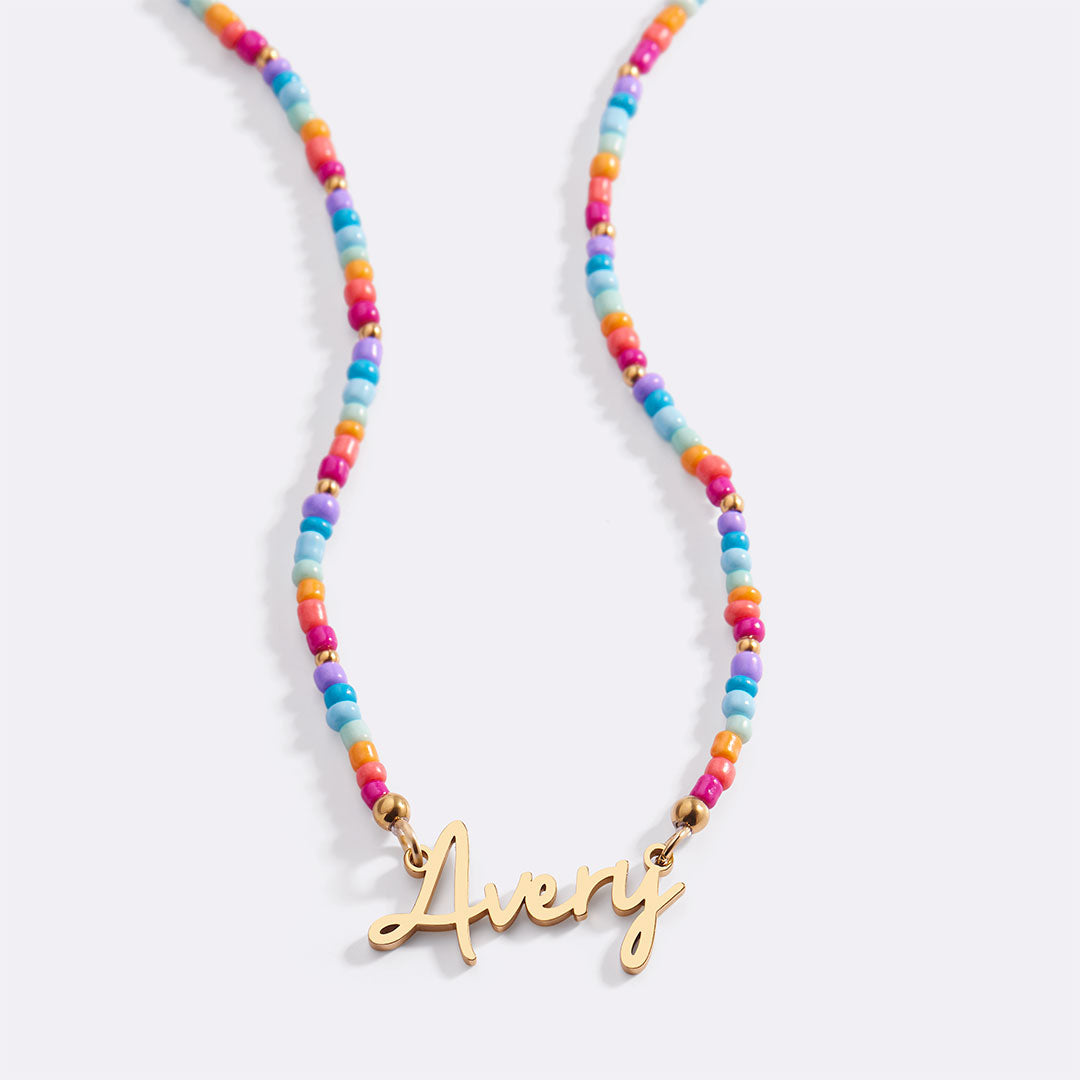 Beach Vibes Beaded Fairy Name Necklace