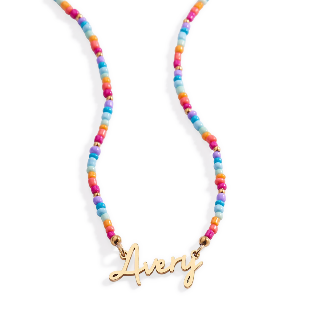 Beach Vibes Beaded Fairy Name Necklace