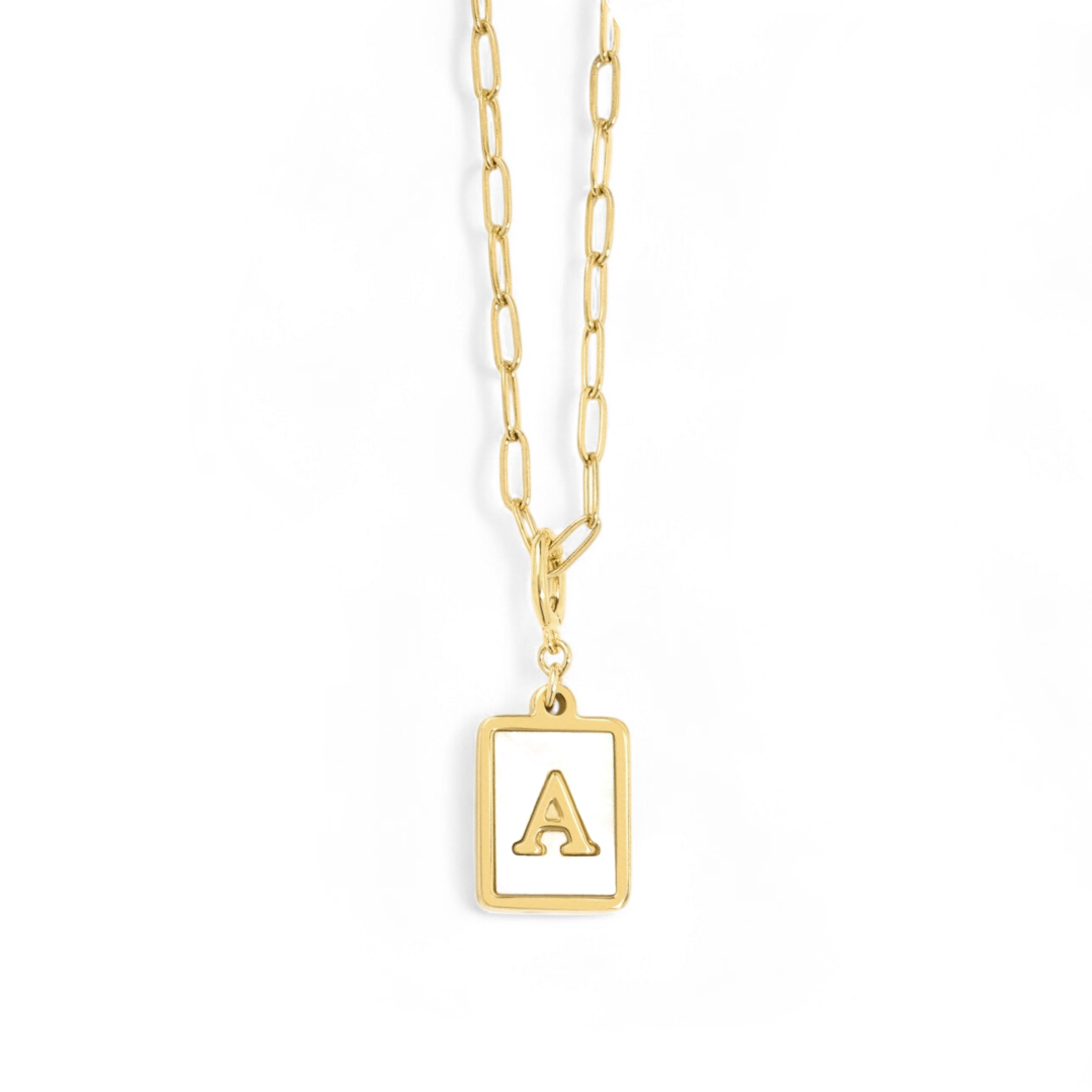 Mother of Pearl Card Initial Necklace