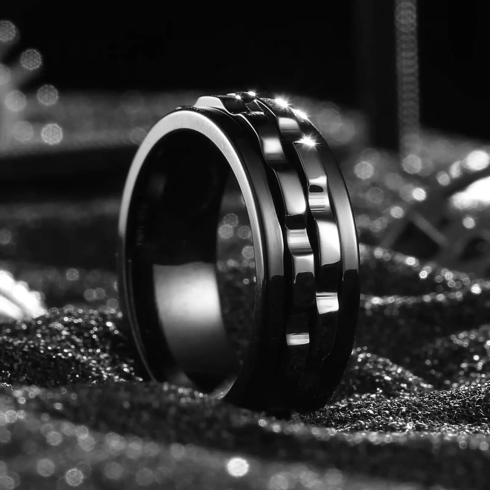 Punk Rotating Fidget Ring Titanium