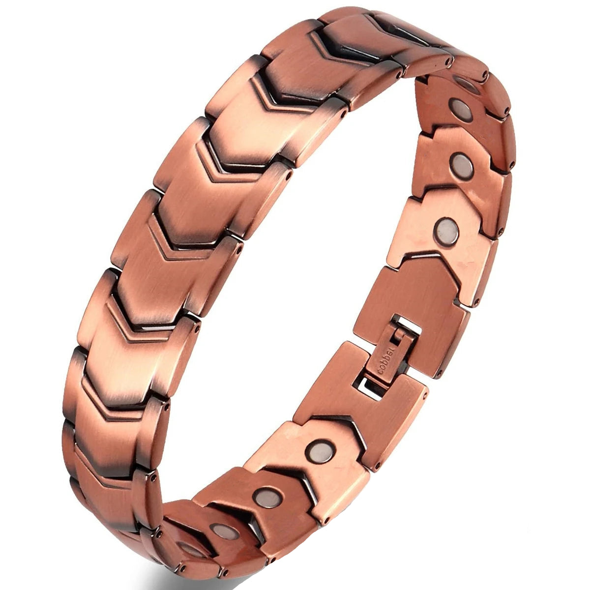 Trivora Energy Bracelet – Copper & Titanium Link Chain with Natural Stones