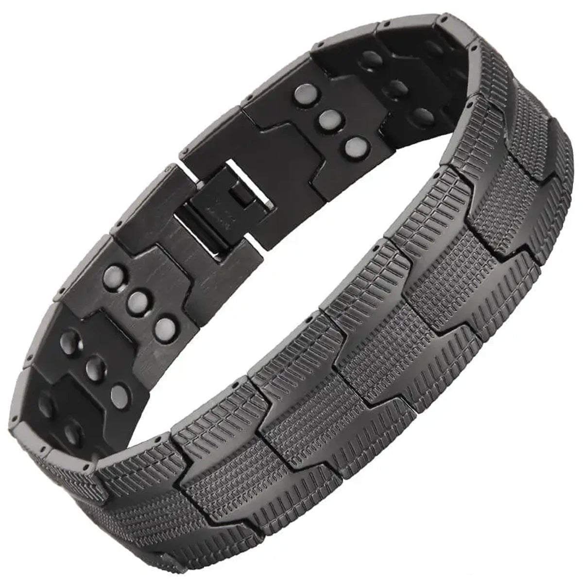 Trivora Energy Bracelet – Copper & Titanium Link Chain with Natural Stones