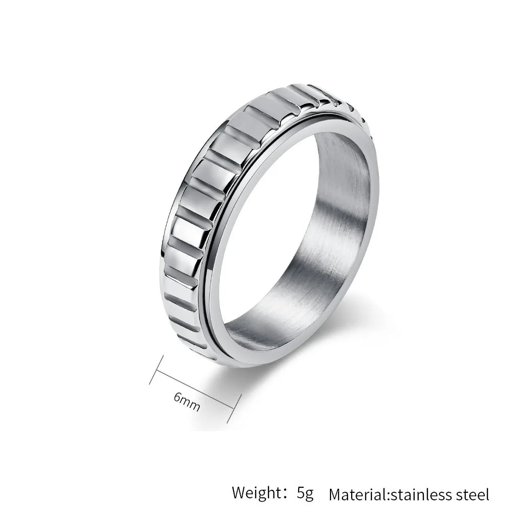 Silver Grooved Anxiety Ring