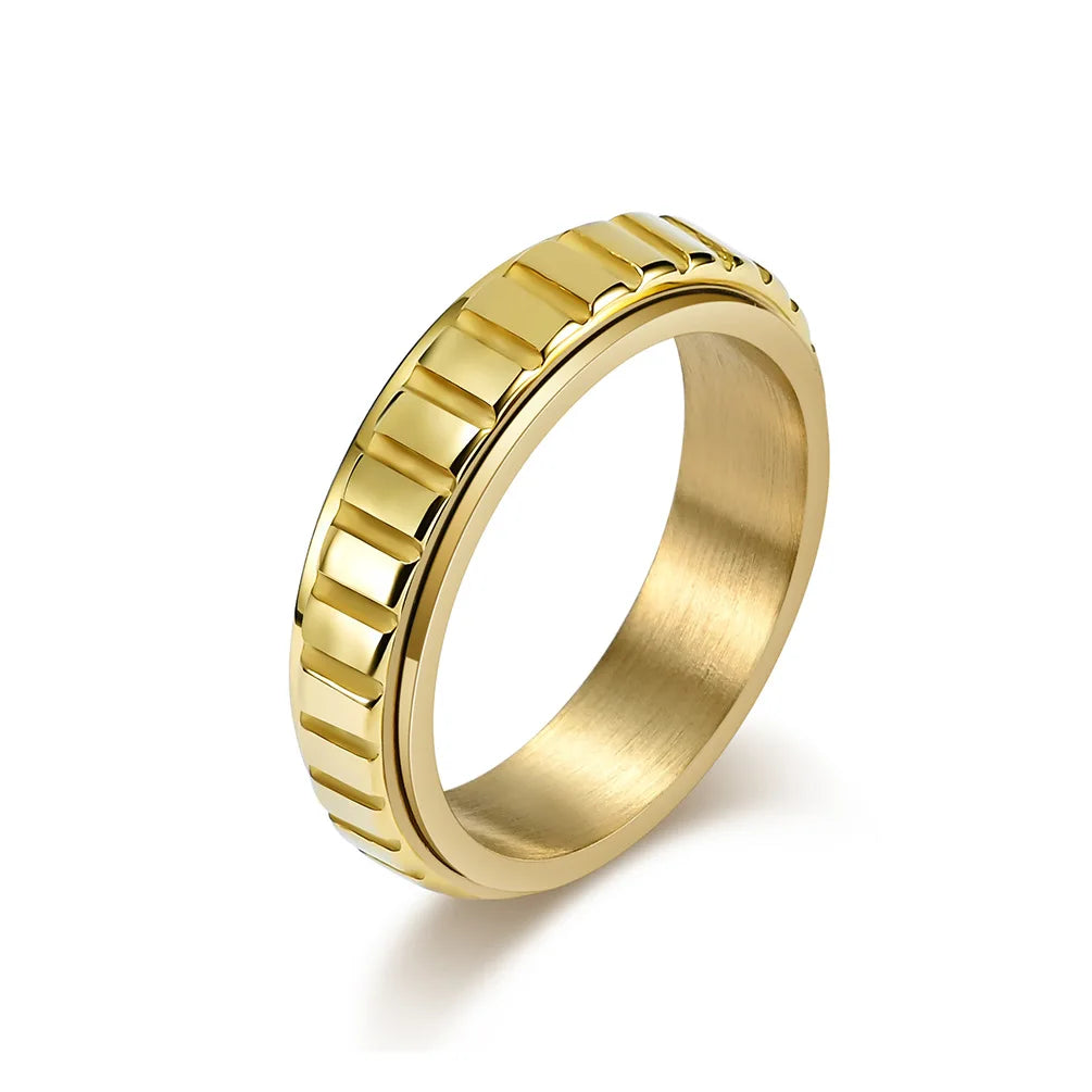 Gold Grooved Anxiety Ring