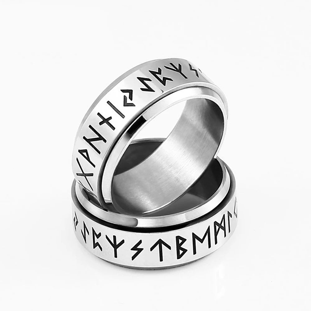 Vintage Nordic Rune Ring for Men