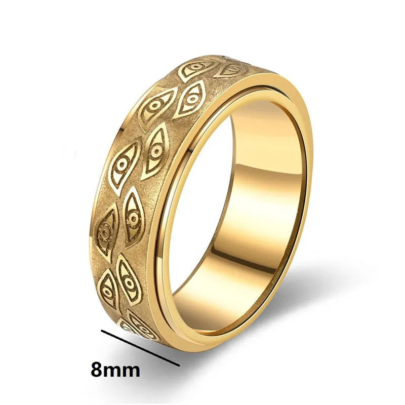 Vintage Carved Eyes Spinner Rings