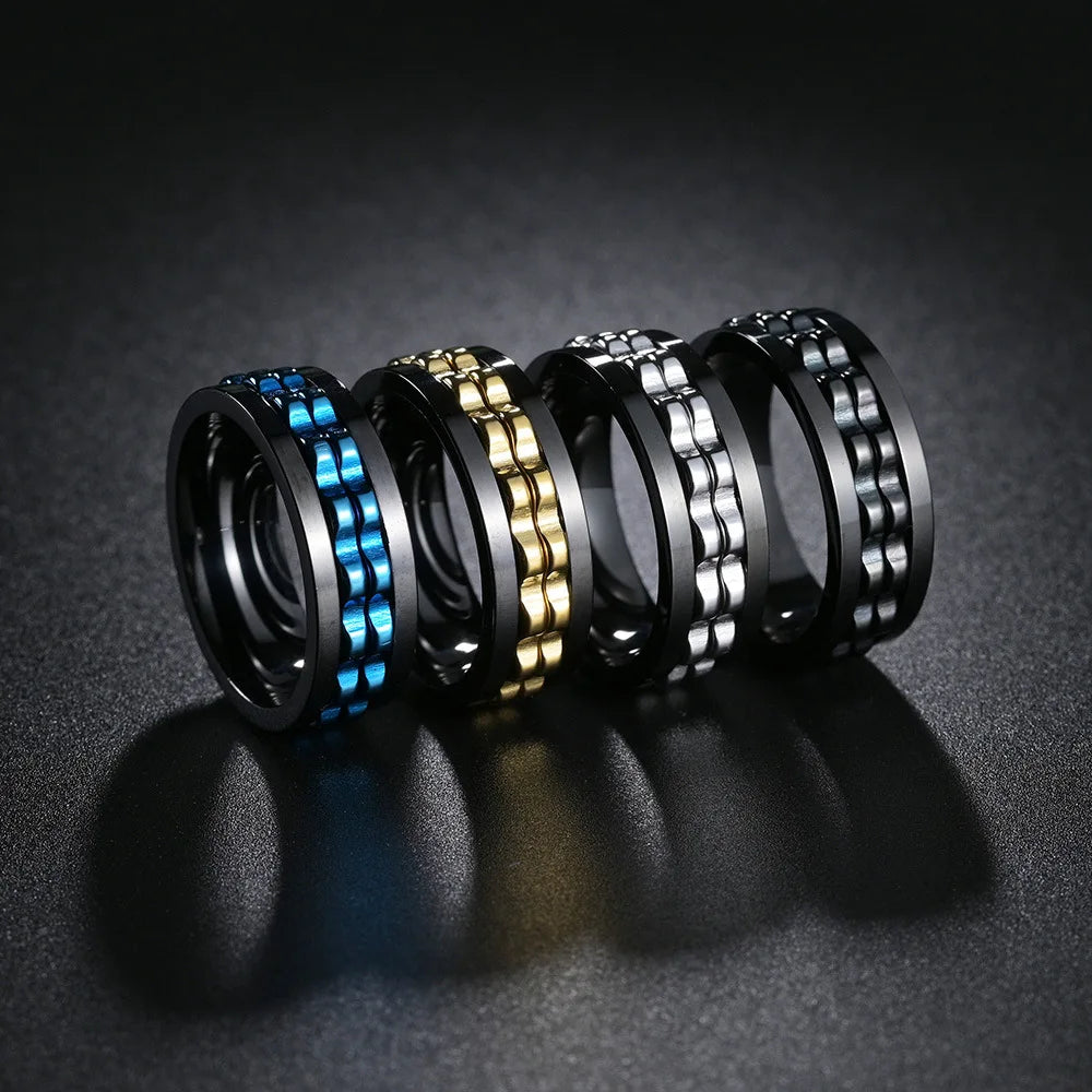 Punk Rotating Fidget Ring Titanium