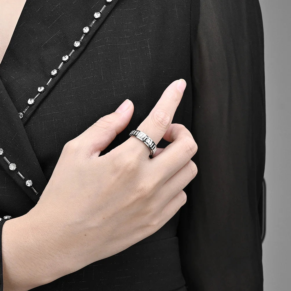 Silver Grooved Anxiety Ring