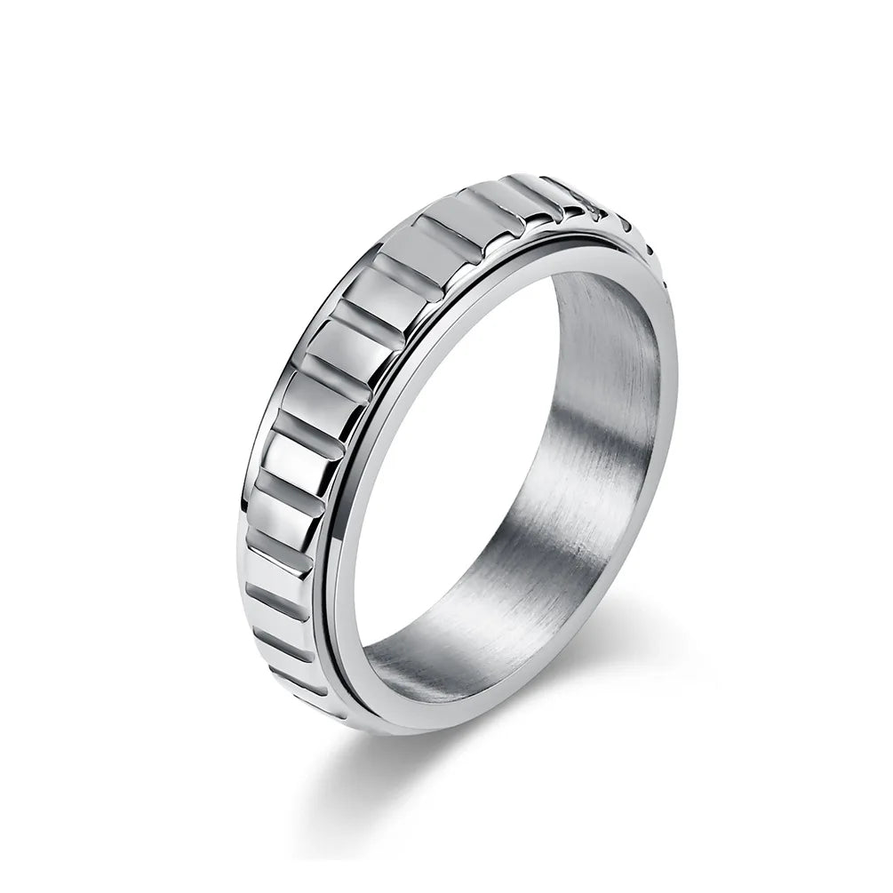 Silver Grooved Anxiety Ring